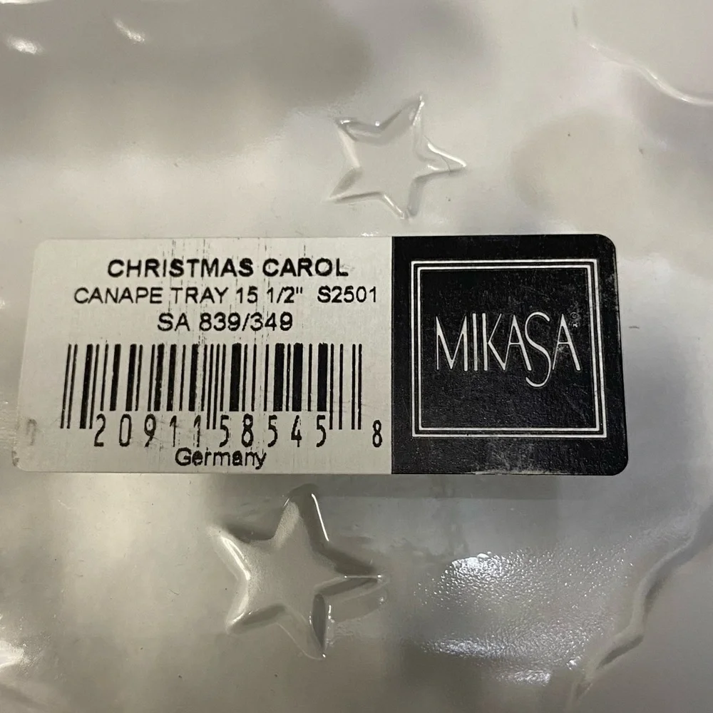 Vintage Mikasa Christmas Carol Canape Tray Germany Frosted Angels NIB NWT